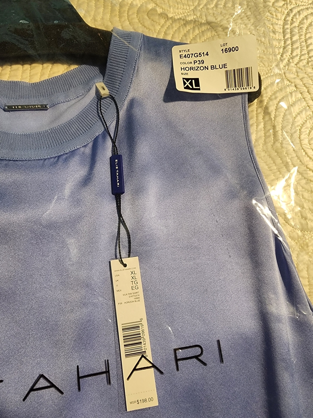 Tahari Horizon Blue Sleeveless Top XL